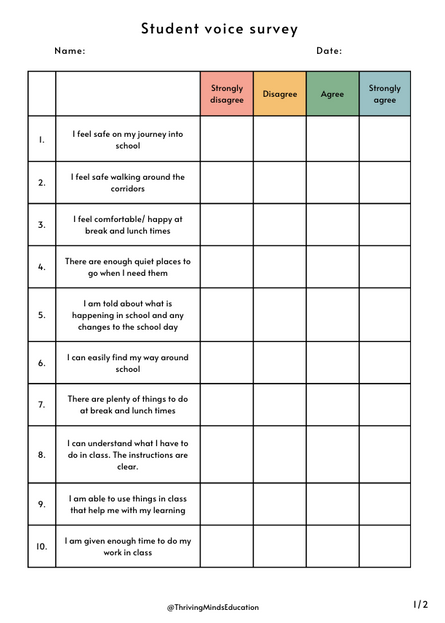 Student Voice Survey- Digital Form