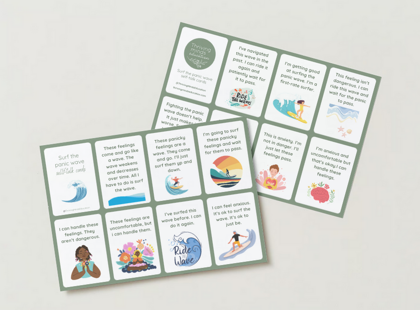 'Surf the panic wave' self-talk cards- Digital Cards