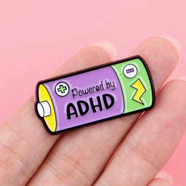 'Powered by ADHD' enamel Pin