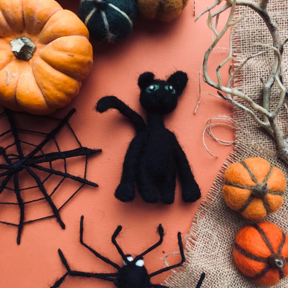 Handmade Felt Fair Trade Spooky Spiderweb Hanging Halloween