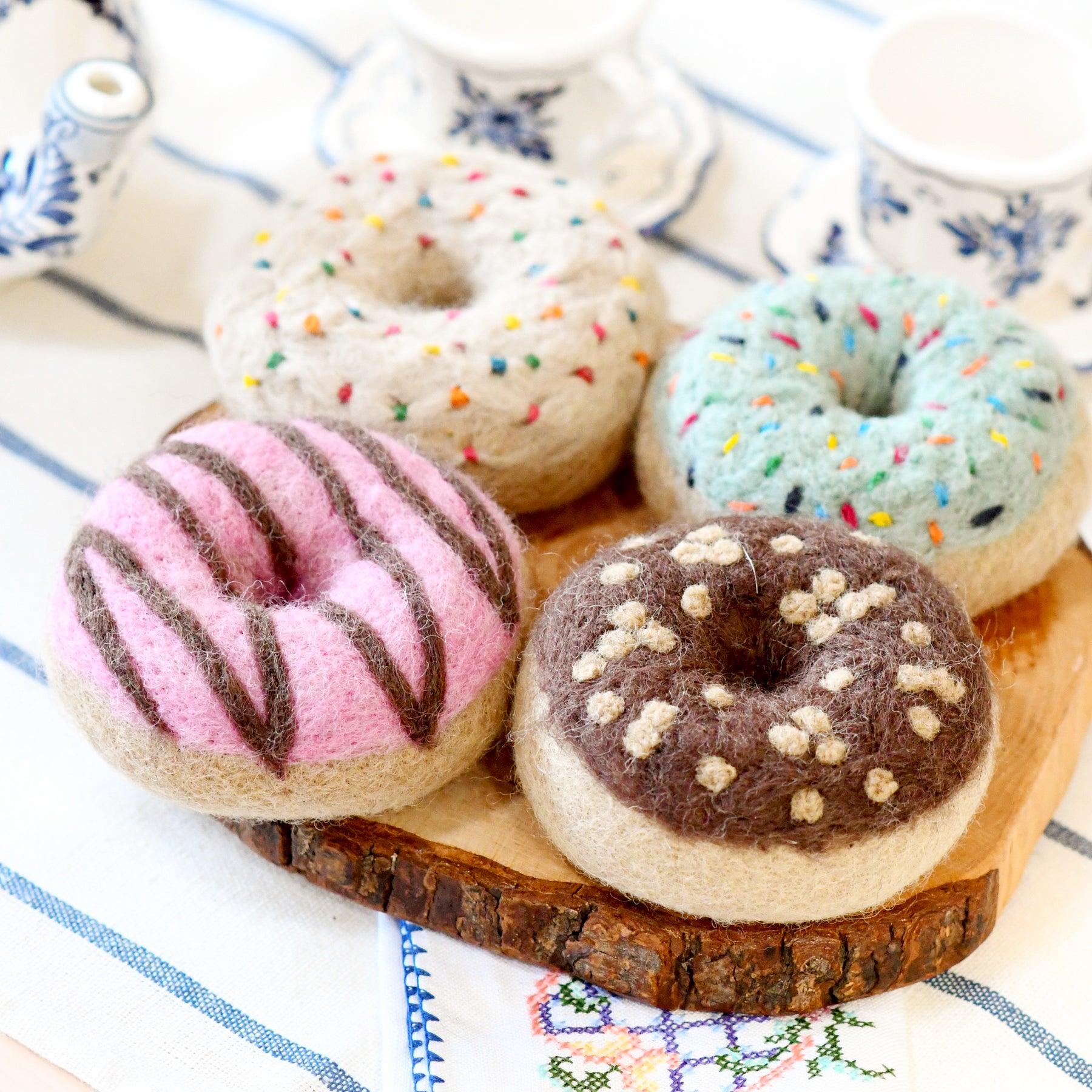 Felt Doughnut with Pink Vanilla Frosting and Chocolate Drizzle