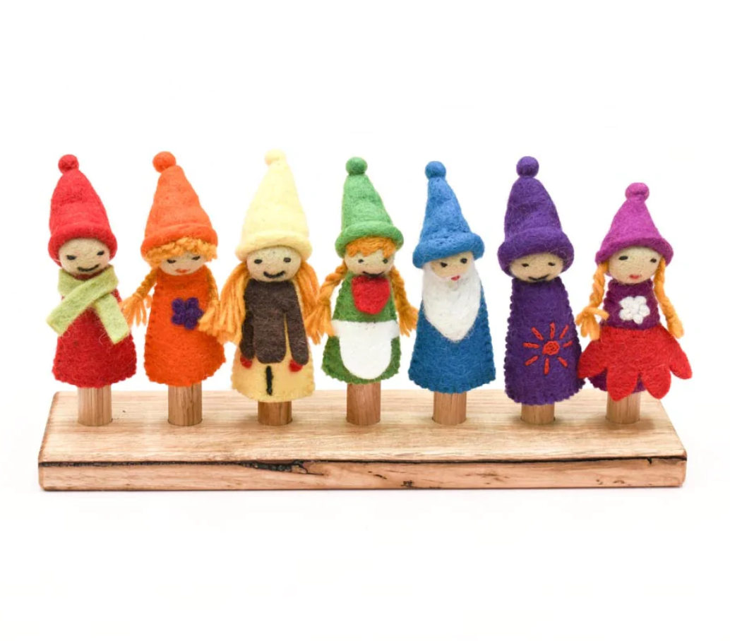 Rainbow Colourful Gnomes Finger Puppet Set