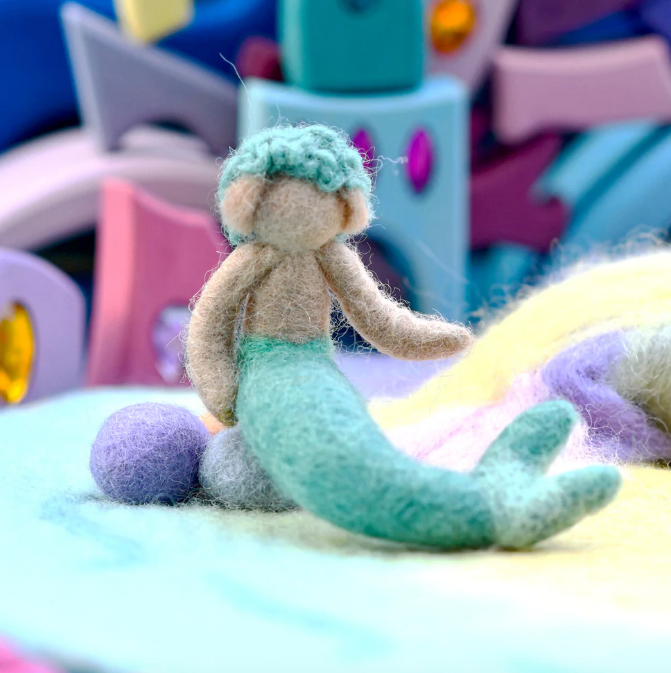 Felt Waldorf Merman- Blue Hair