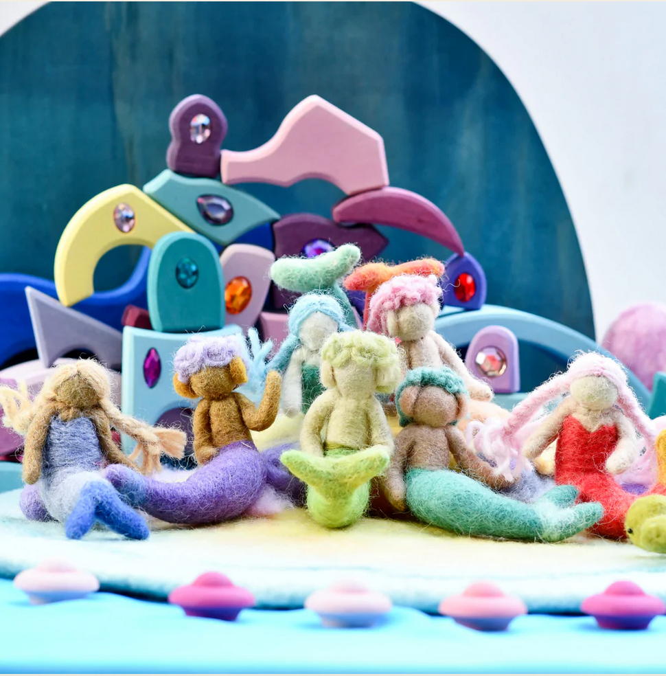 Felt Waldorf Merman- Blue Hair