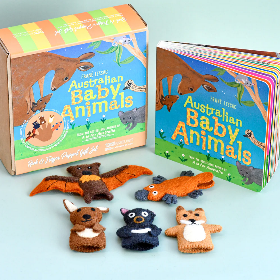 Australian Finger Puppets and Book Set