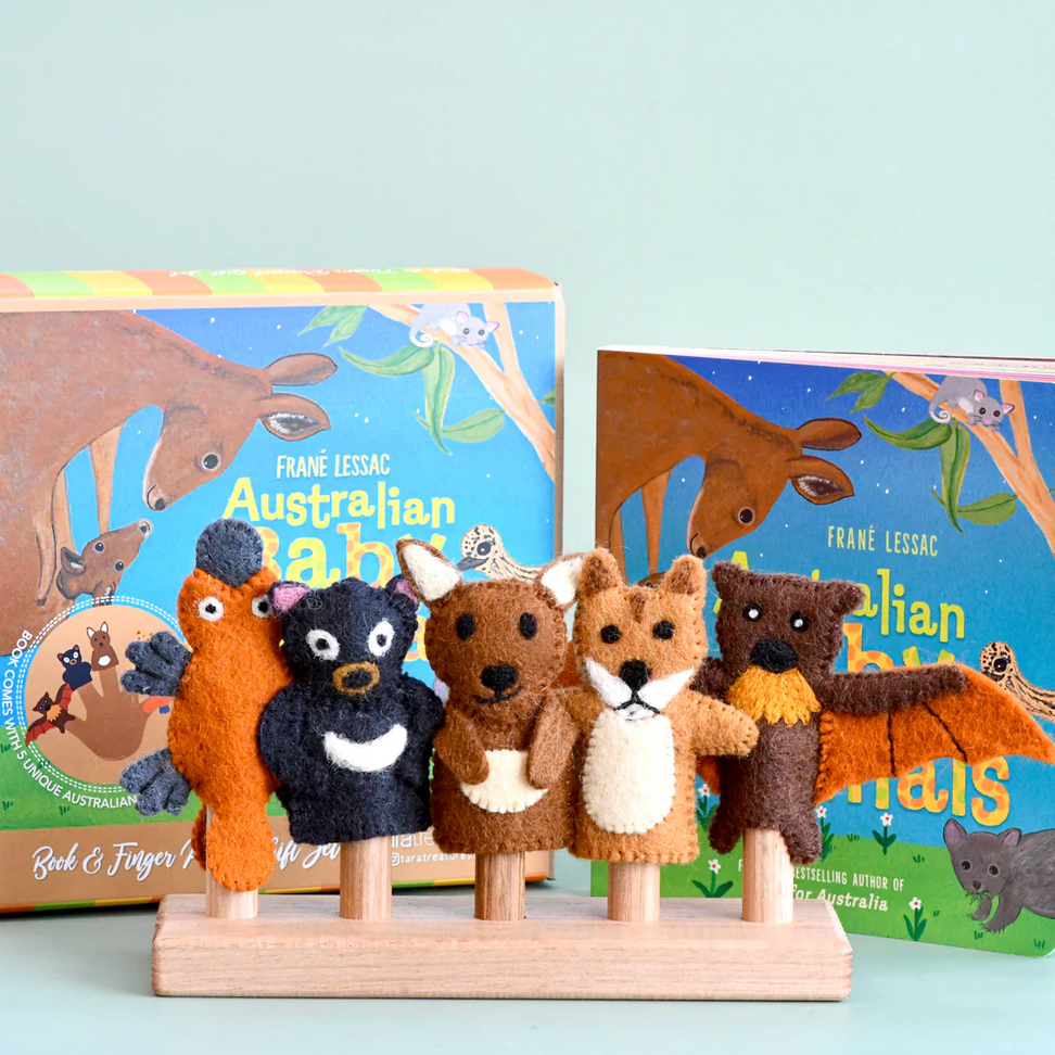 Australian Finger Puppets and Book Set