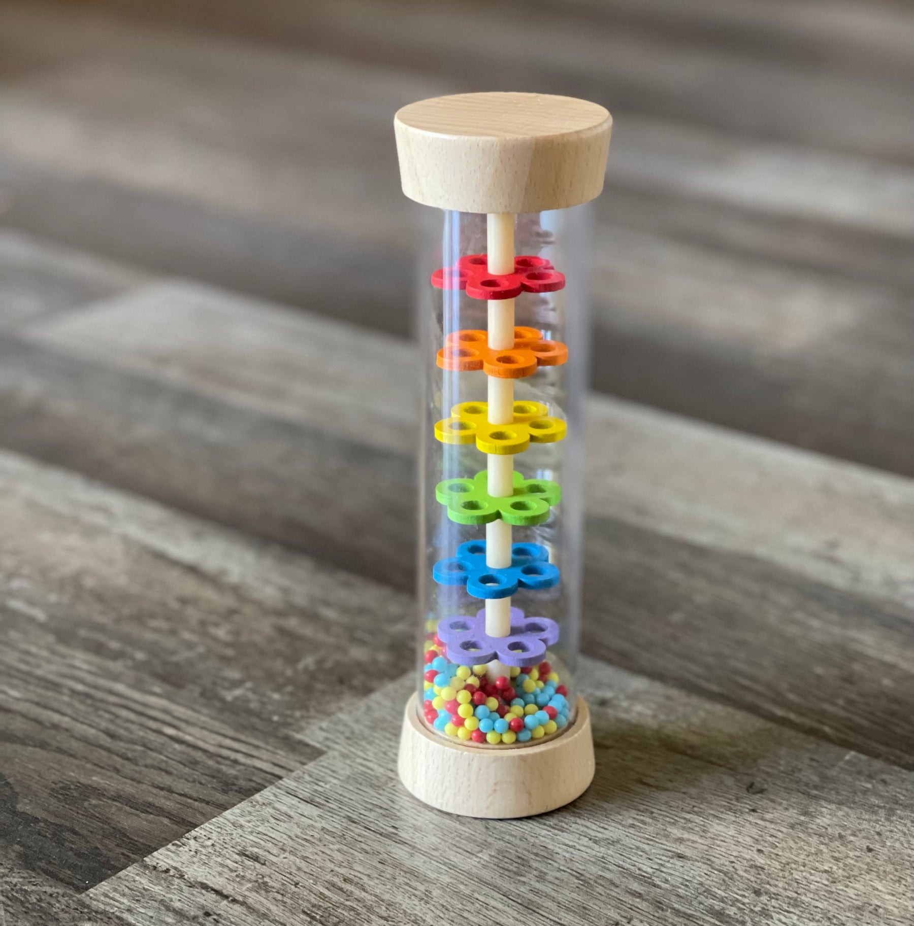 Wooden Rainbow Rainmaker Rattle