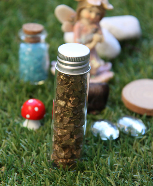 Mini Glass Bottle with Gold Glass Gravel