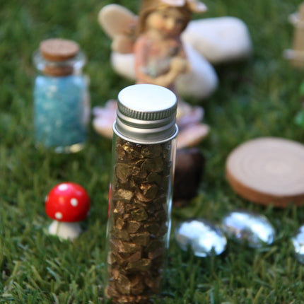 Mini Glass Bottle with Gold Glass Gravel