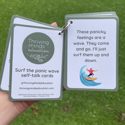 Surf the Panic Wave Self-Talk Cards- Ringed Set
