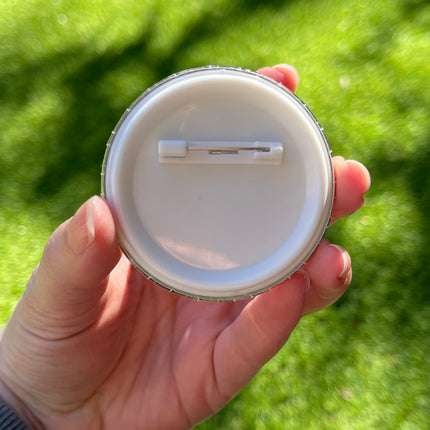 'Ask me about my glimmers' Stripey Button Badge