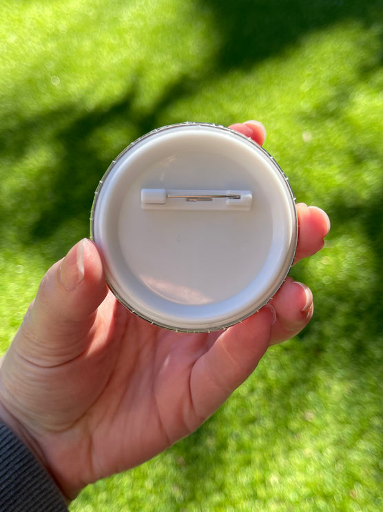 'Ask me about my glimmers' Stripey Button Badge