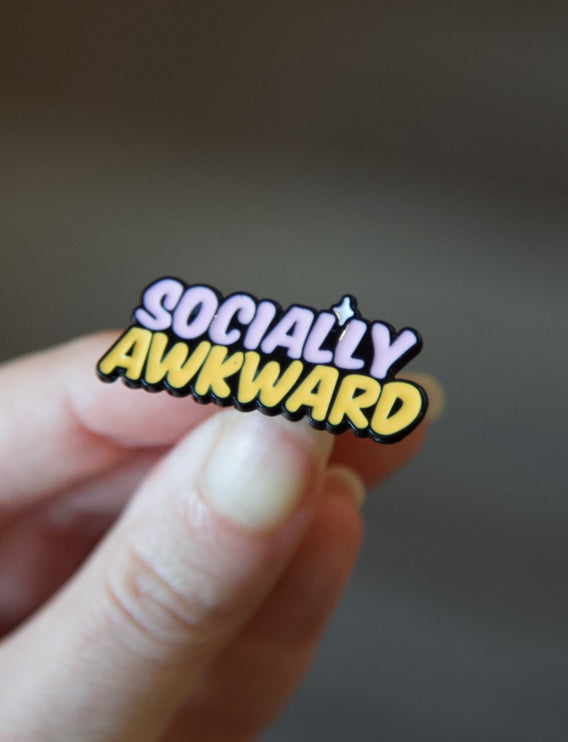 Orange and Pink 'Socially Awkward' Pin