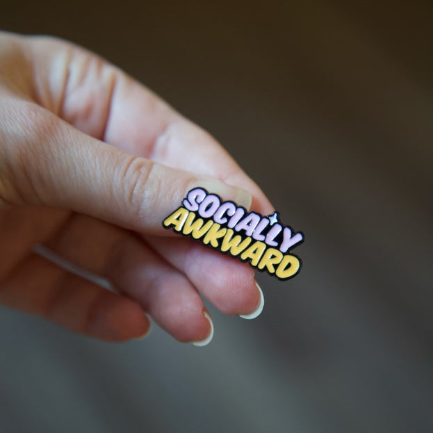 Orange and Pink 'Socially Awkward' Pin