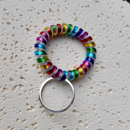 Rainbow Stretchable Spiral Wristband Keyring