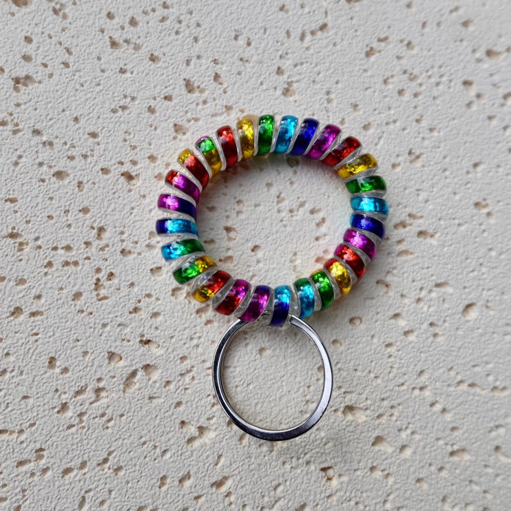 Rainbow Stretchable Spiral Wristband Keyring