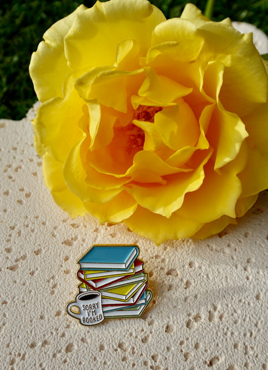 'Sorry I'm Booked' Books and Mug Pin