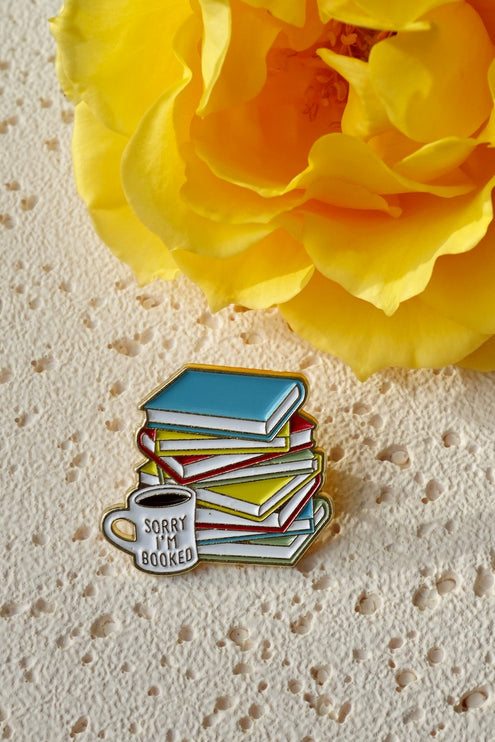 'Sorry I'm Booked' Books and Mug Pin