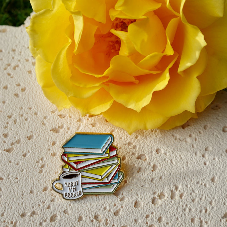 'Sorry I'm Booked' Books and Mug Pin