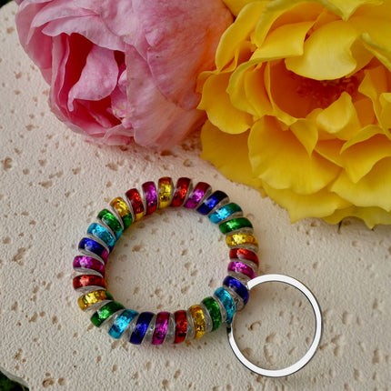 Rainbow Stretchable Spiral Wristband Keyring