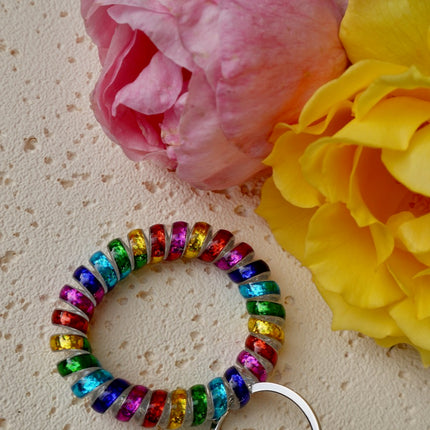 Rainbow Stretchable Spiral Wristband Keyring