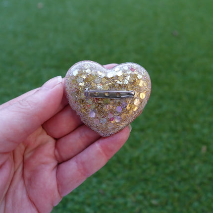 'Low Spoons' Resin Heart Brooch