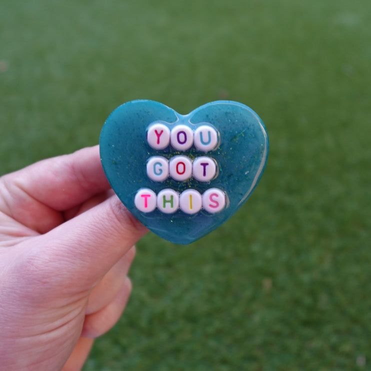 'You Got This' Resin Heart Brooch