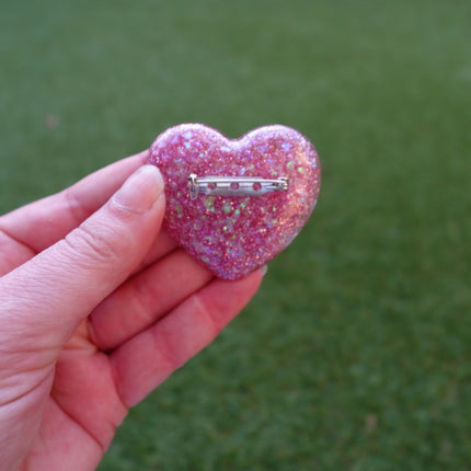 'Tired' Resin Heart Brooch