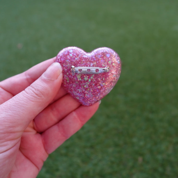 'Tired' Resin Heart Brooch