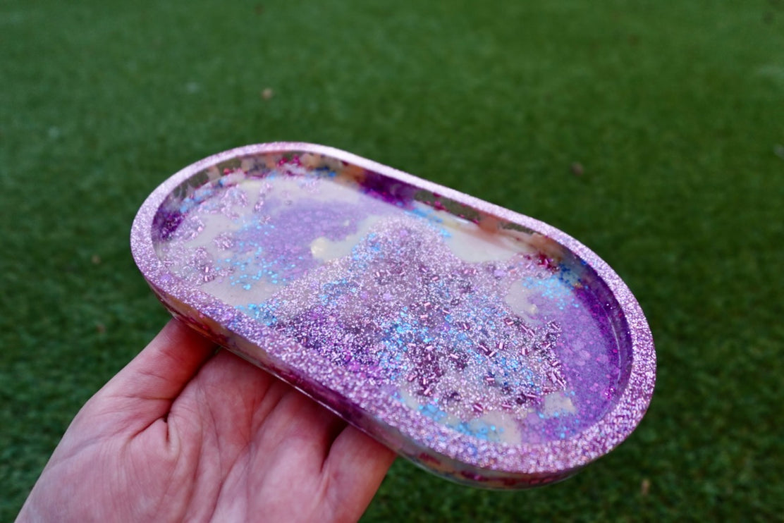 Pink, Purple Mix Resin Oval Tray