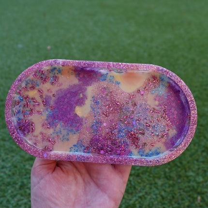 Pink, Purple Mix Resin Oval Tray