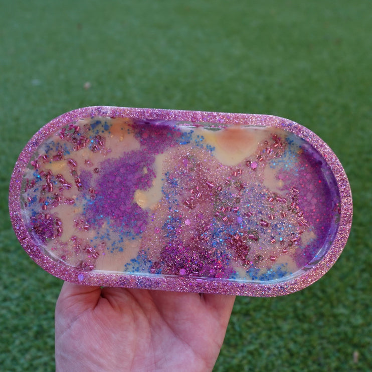 Pink, Purple Mix Resin Oval Tray