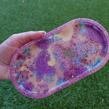 Pink, Purple Mix Resin Oval Tray