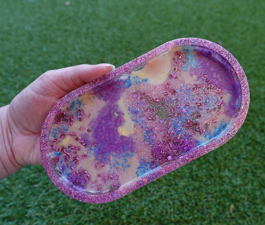 Pink, Purple Mix Resin Oval Tray