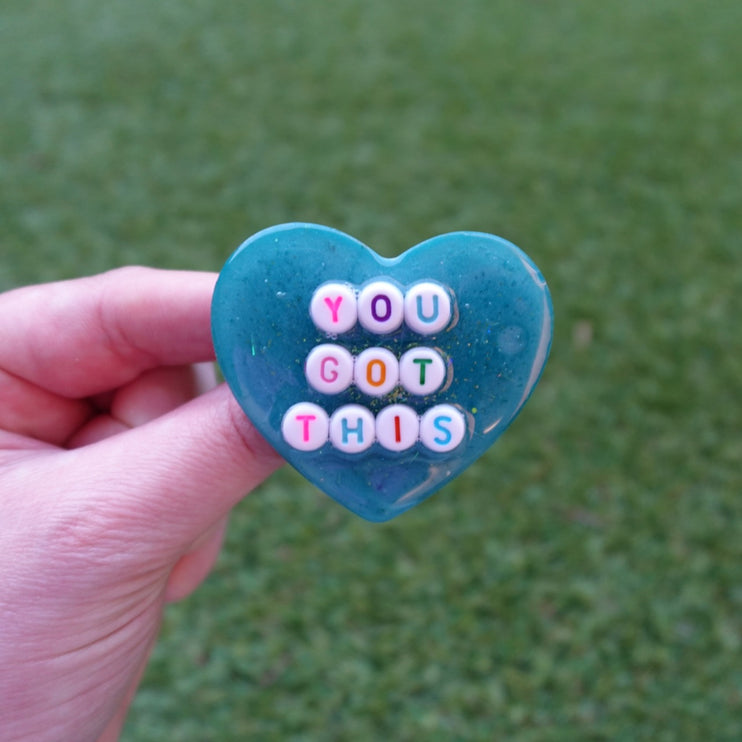 'You Got This' Resin Heart Brooch