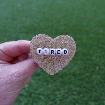 'Tired' Resin Heart Brooch