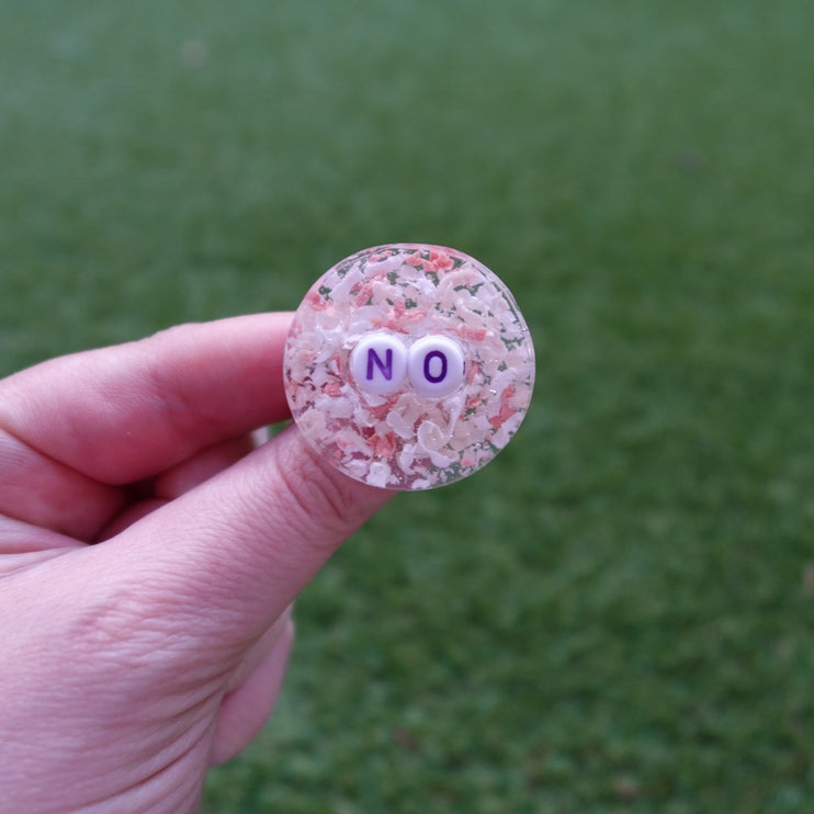 'No' Resin Round Brooch