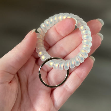 Iridescent Stretchable Spiral Wristband Keyring