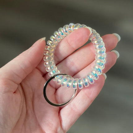 Iridescent Stretchable Spiral Wristband Keyring