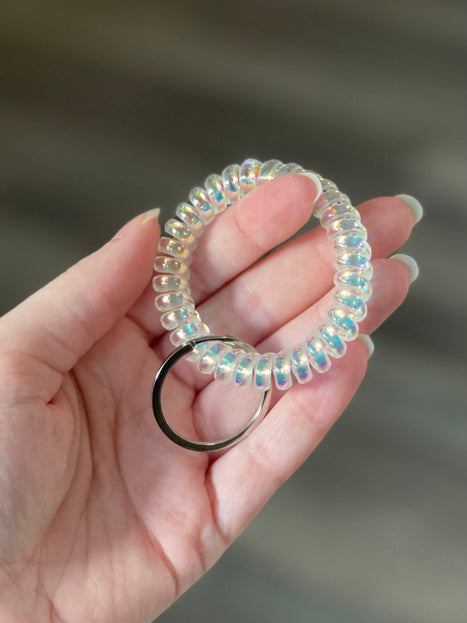 Iridescent Stretchable Spiral Wristband Keyring