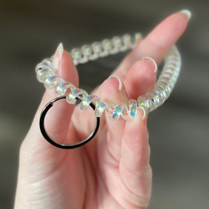 Iridescent Stretchable Spiral Wristband Keyring