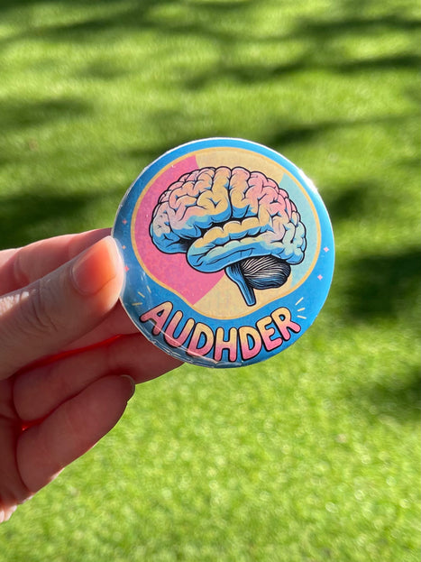 'AUDHDER' Blue Button Badge