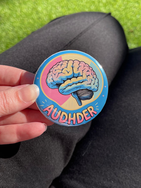 'AUDHDER' Blue Button Badge