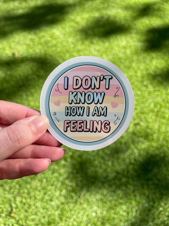 'I don't know how I am feeling' Hearts and Stripes Sticker