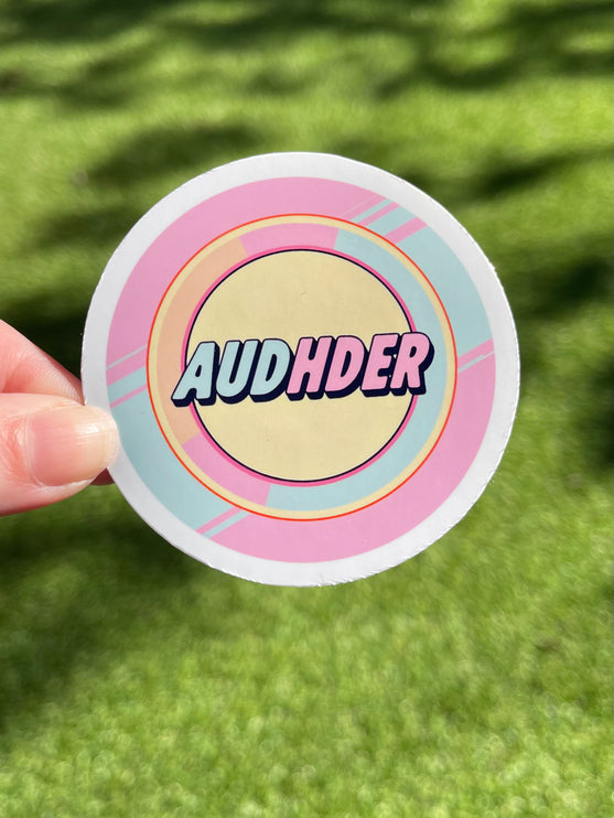 'AUDHDER'  Pink Circle Sticker