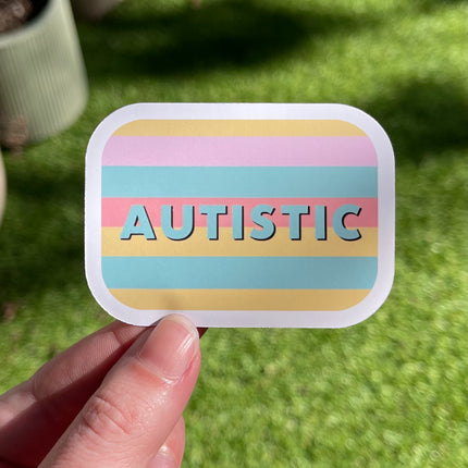 'Autistic'  Stripes Rectangle Sticker