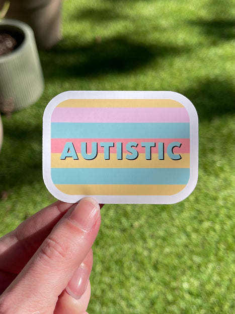 'Autistic'  Stripes Rectangle Sticker