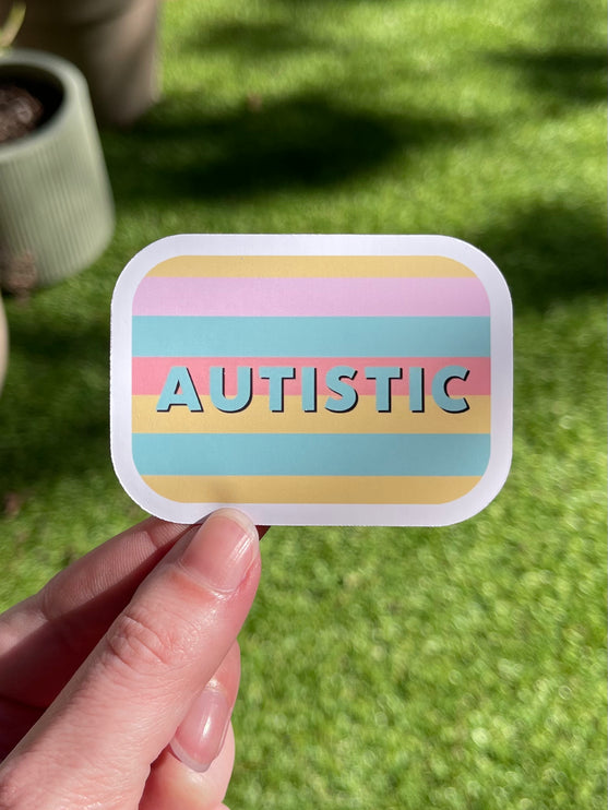 'Autistic'  Stripes Rectangle Sticker