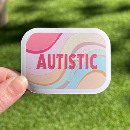 'Autistic'  Wavy Rectangle Sticker