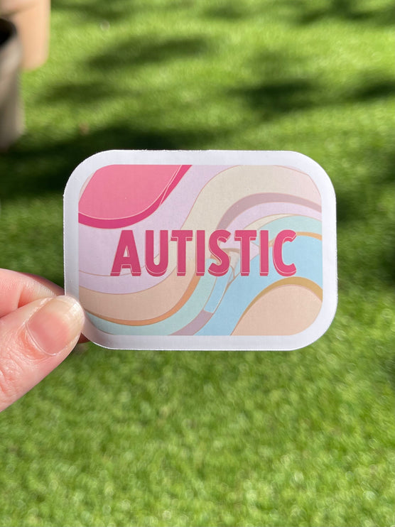 'Autistic'  Wavy Rectangle Sticker